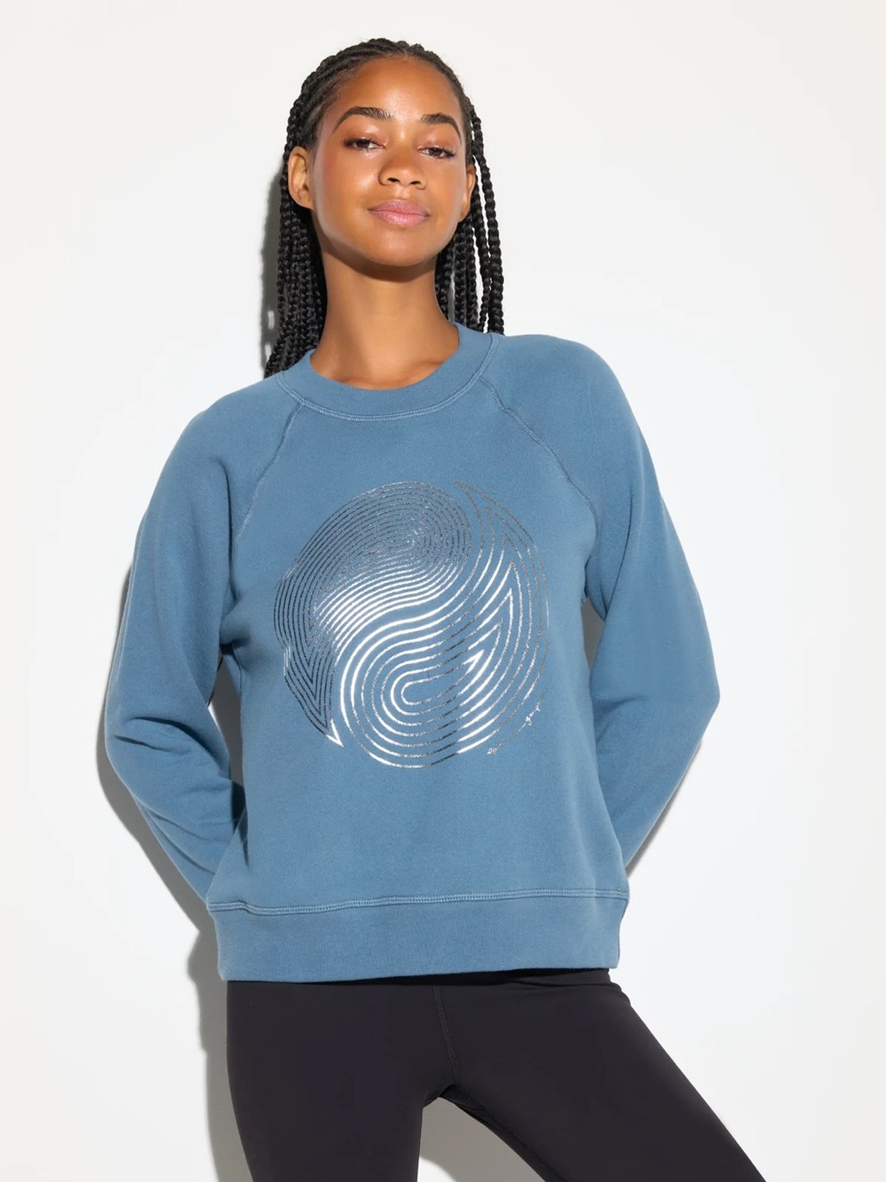 Spiritual Gangster New Waves Yin-Yang Forever Blue Crewneck Sweatshirt Small NWT